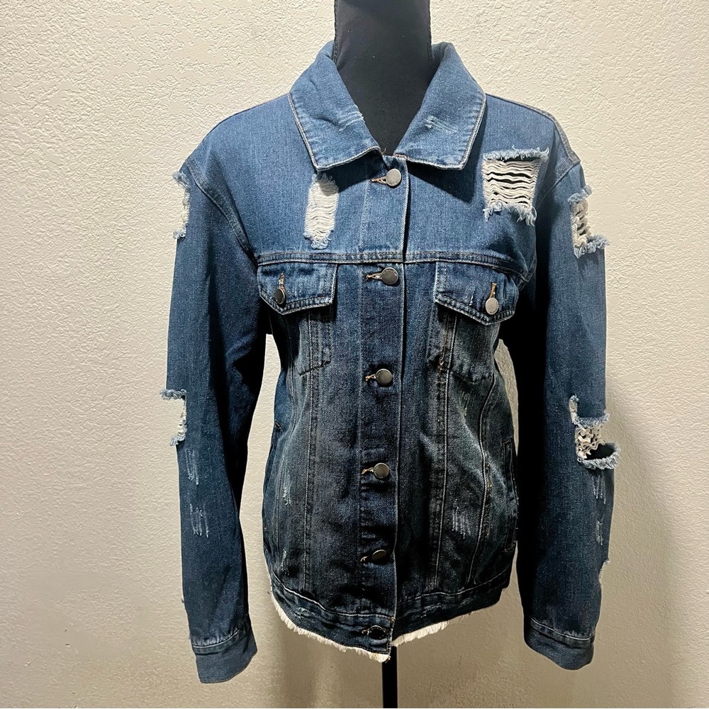 Ashley Vintage Charm Classic Blue Distressed Jean Jacket